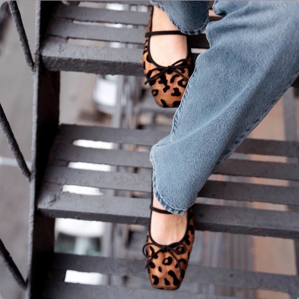 Margaux Ada Ballet Pump in Leopard Mesh Size 40.5 (US 9.5/10)/Wide
